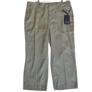NYDJ Pant Size 14 Linen Blend Wide Leg Cropped Cargo Tan Stretchy NWT